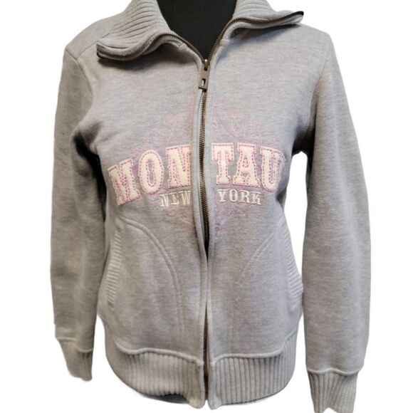 Gray with Cream & Pink Embroidary Zip-Up Jacket Size S - Picture 1 of 10